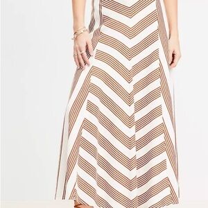 LOFT A-Line Skirt with Brown and White Stripes